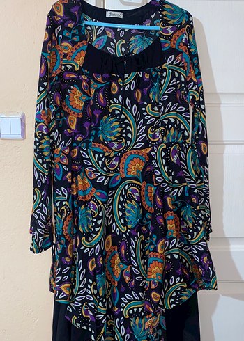 Etnik Çok Renkli Uzun Salaş Elbise - Görsel 4