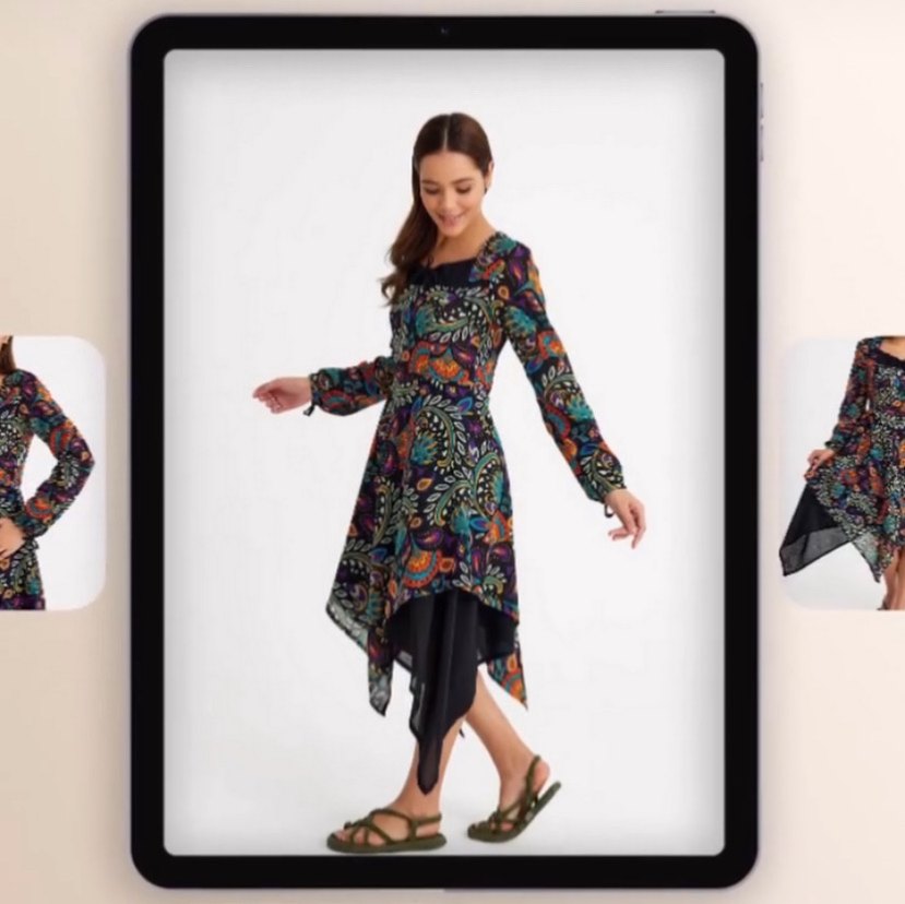 Etnik Çok Renkli Uzun Salaş Elbise - Görsel 2