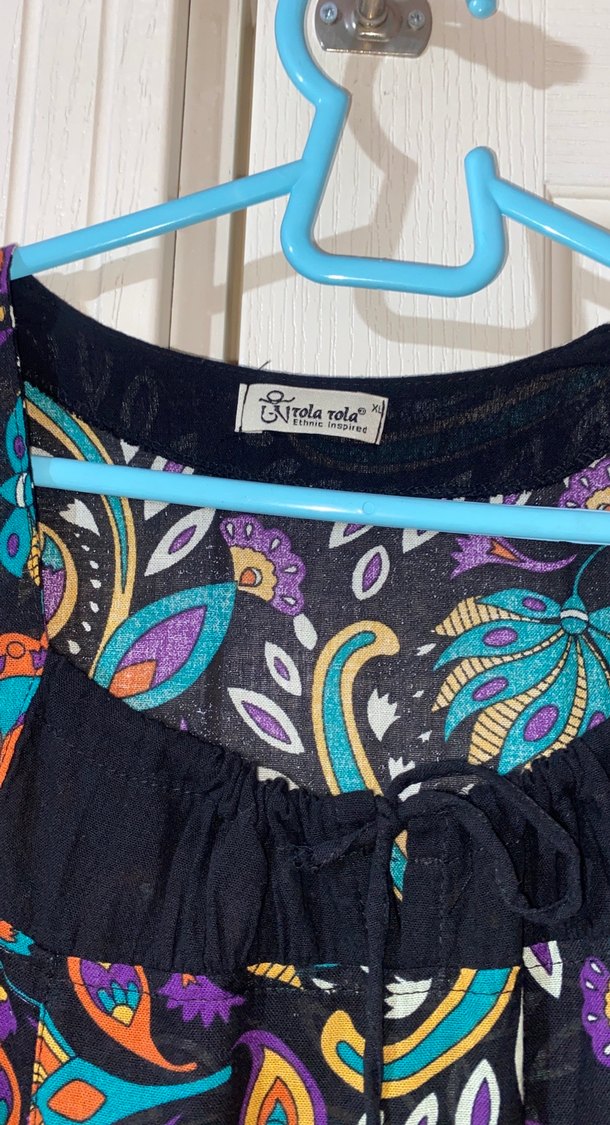 Etnik Çok Renkli Uzun Salaş Elbise - Görsel 5