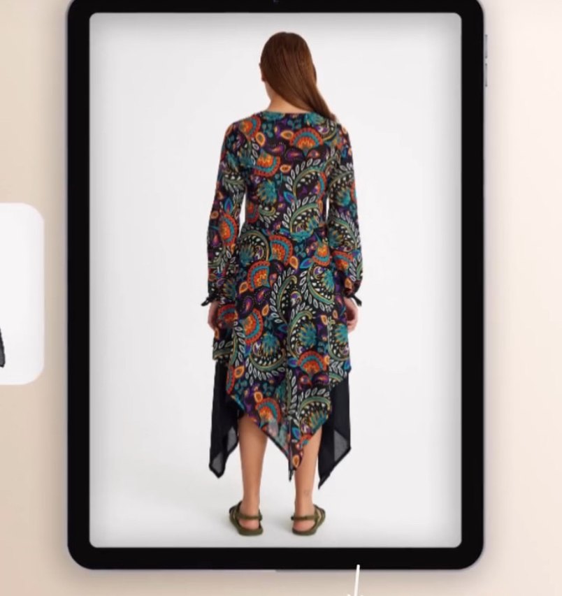 Etnik Çok Renkli Uzun Salaş Elbise - Görsel 3