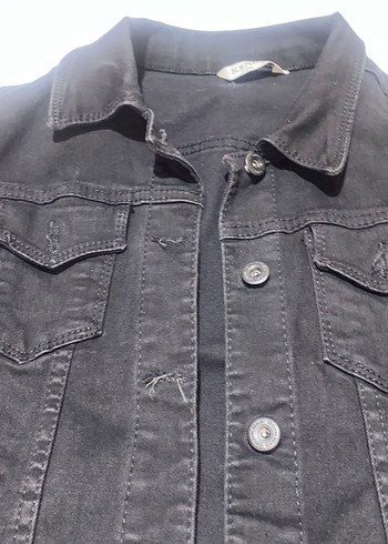 Siyah Düğmeli Kadın Denim Ceket - Görsel 3