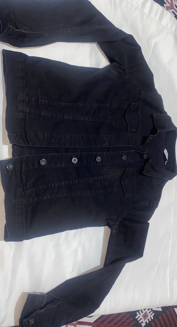 Siyah Düğmeli Kadın Denim Ceket - Görsel 2