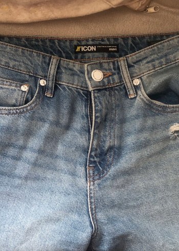 diğer Beden Mavi Midi Denim Kot Pantolon Yırtmaçlı