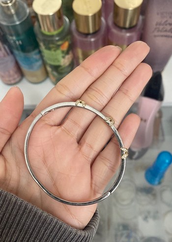 Çelik Kelepçe Altın-Gümüş Renkli Kadın Bilezik - Görsel 3