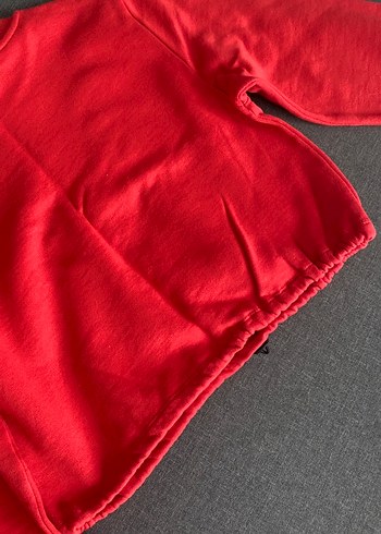 Kırmızı Beli Lastikli Sweatshirt - Görsel 3