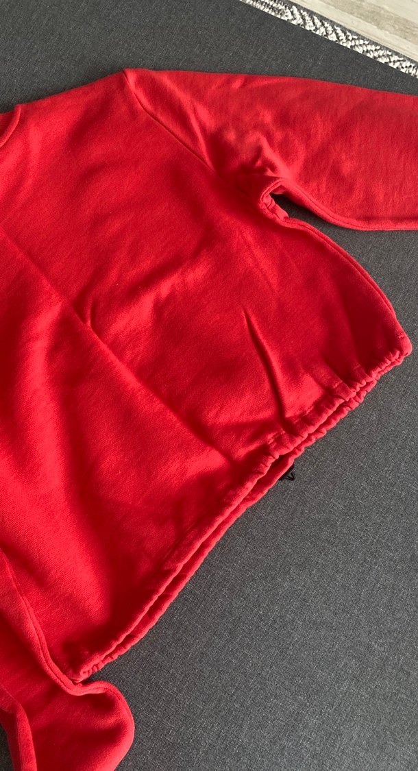 Kırmızı Beli Lastikli Sweatshirt - Görsel 3