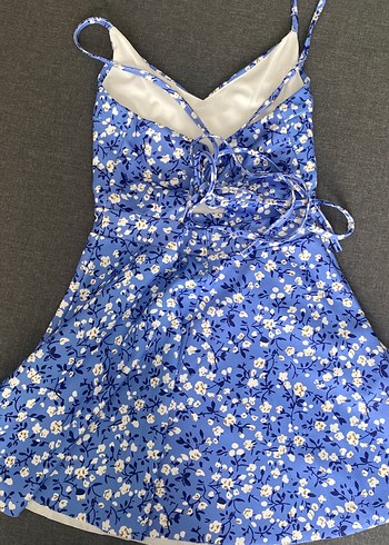 Trendyol Mavi Çiçekli Straplez Bohem Elbise - Görsel 2