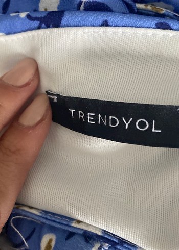 Trendyol Mavi Çiçekli Straplez Bohem Elbise - Görsel 4