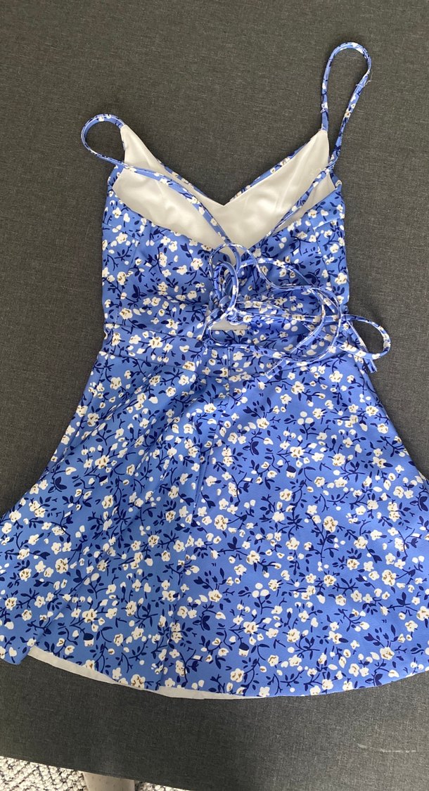 Trendyol Mavi Çiçekli Straplez Bohem Elbise - Görsel 2