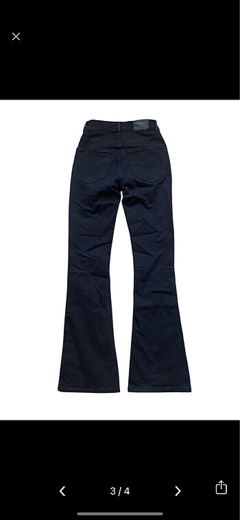 xs Beden Siyah ispanyol paça jean flare