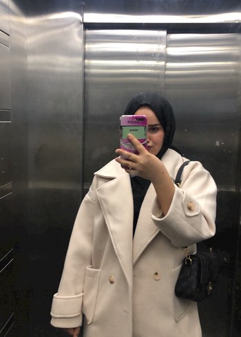 Kadın Beyaz Midi Boy Rahat Kesim Kaban - Görsel 4