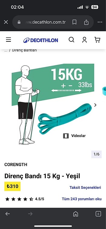 Decathlon direnç bandı