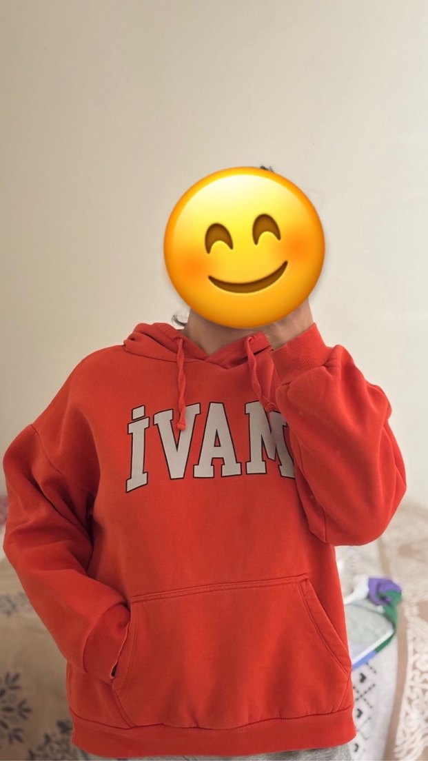 Turuncu Kapüşonlu Sweatshirt - Görsel 4