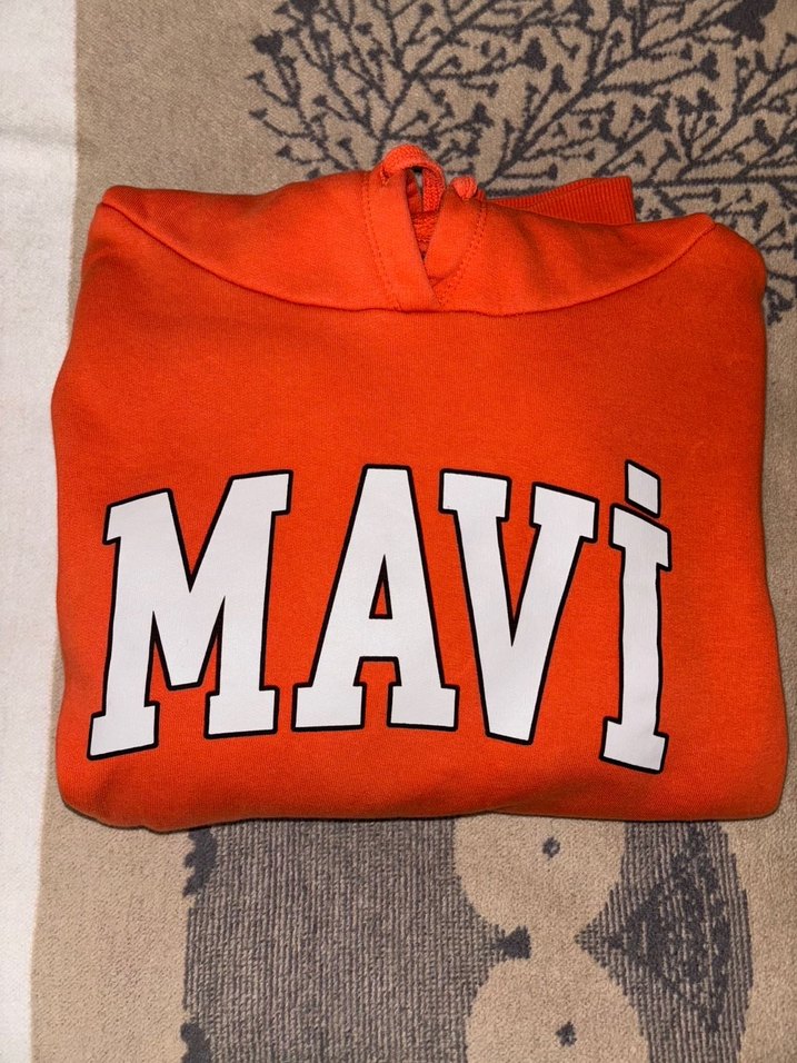 Turuncu Kapüşonlu Sweatshirt - Görsel 3