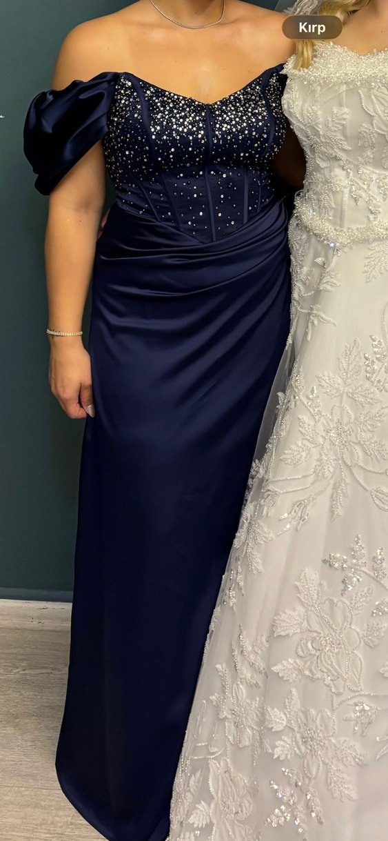 Lacivert Uzun Abiye Elbise - Görsel 4