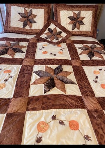 Kahverengi el Nakışlı Yatak Örtüsü - Görsel 2