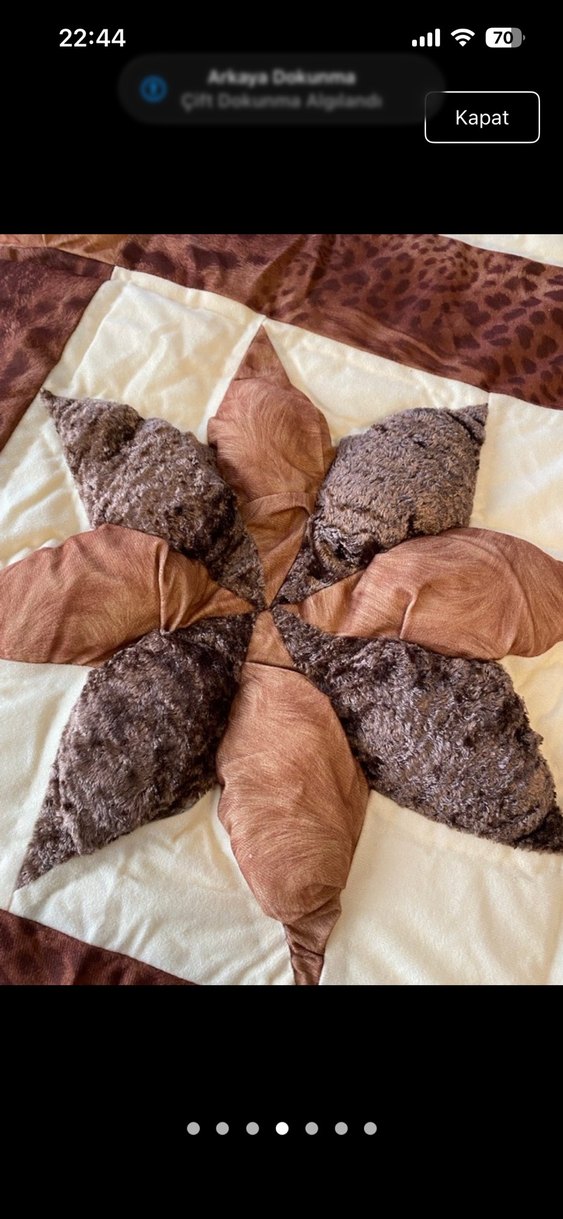 Kahverengi el Nakışlı Yatak Örtüsü - Görsel 4