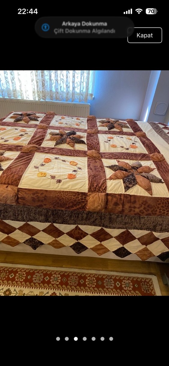 Kahverengi el Nakışlı Yatak Örtüsü - Görsel 3