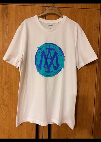 Mavi Jeans Mavi Turkuaz Monogramli Beyaz Tisort
