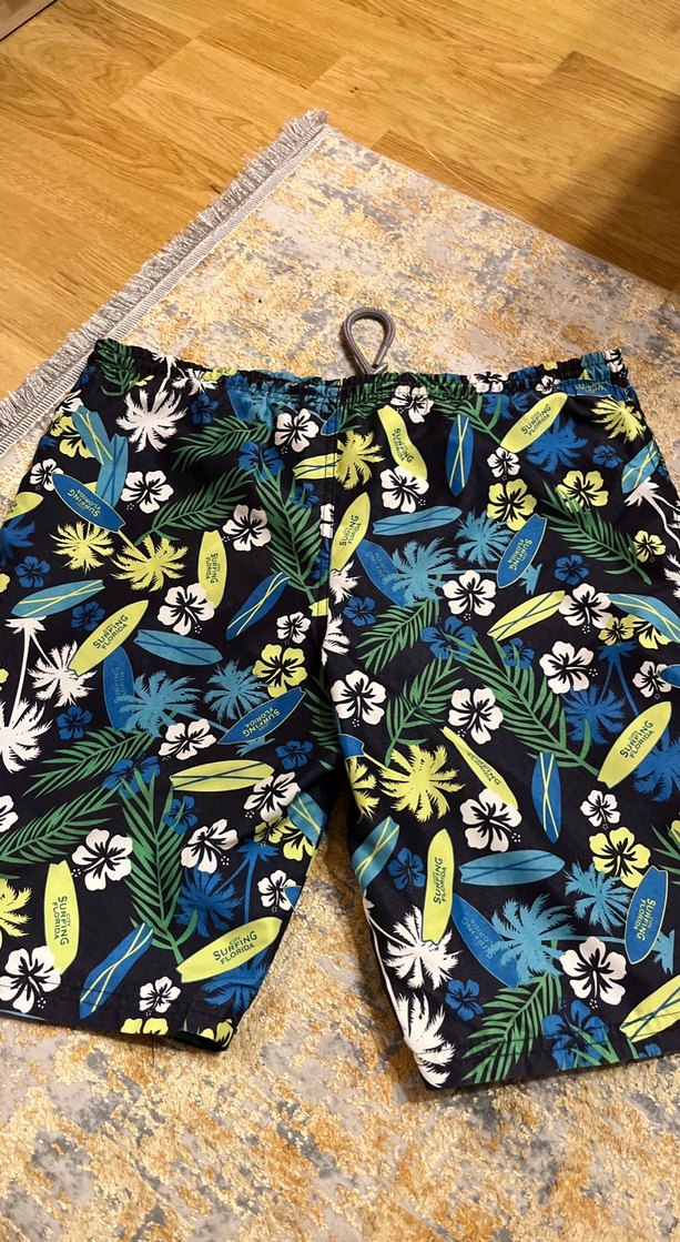 Çok Renkli Elastik Bel Desenli Erkek Deniz Şortu - Görsel 3