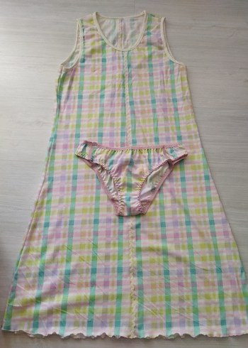 Pastel Renkli Salaş Midi Kadın Gecelik Takımı