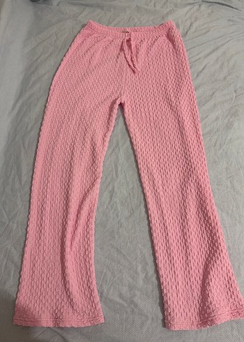 Kadın Pembe Örgü Rahat Pantolon