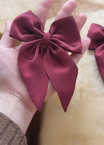 Bordo Saten Fiyonk Saç Tokası - Görsel 2