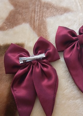 Bordo Saten Fiyonk Saç Tokası - Görsel 3