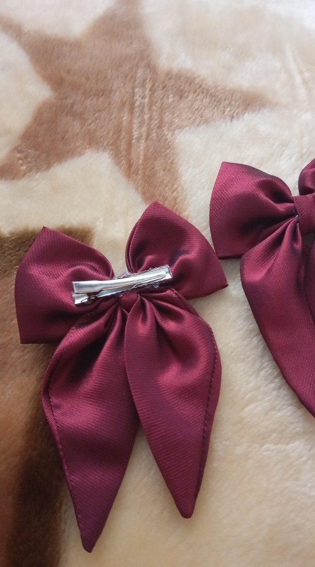 Bordo Saten Fiyonk Saç Tokası - Görsel 3