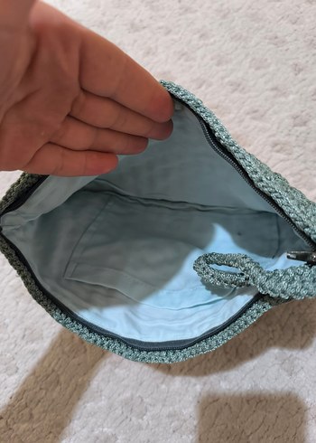 Beden Gri Örgü Kadın Clutch Çanta