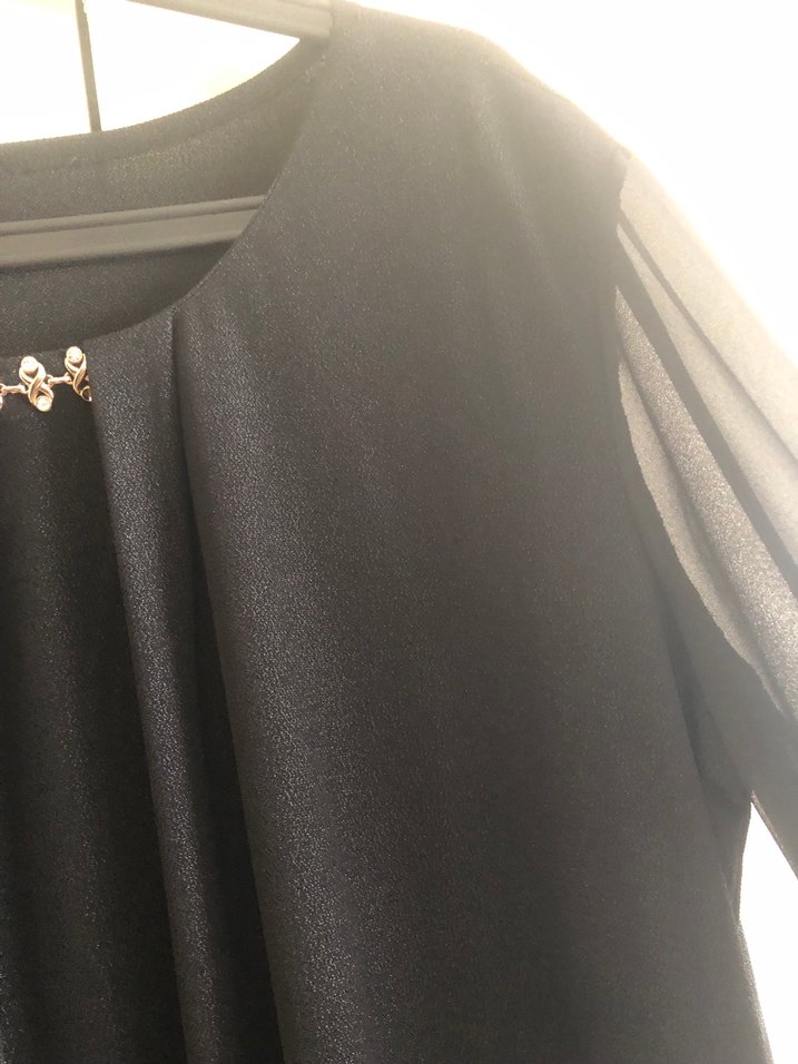 SABRA
Siyah Kadın Midi Bluz, Kısa Kollu, Salaş - Görsel 3