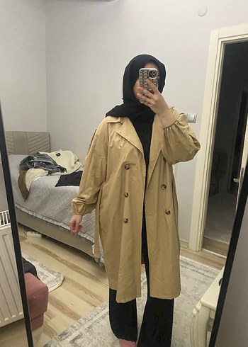 l Beden camel Renk Bej Midi Kadın Trençkot