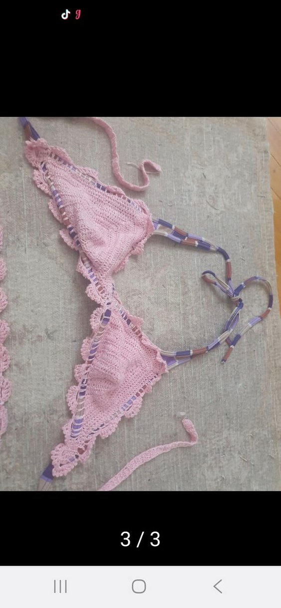 Pembe Dantel Detaylı Bohem Bikini - Görsel 3