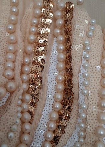 İşlemeli Straplez Uzun Abiye Elbise - Görsel 4