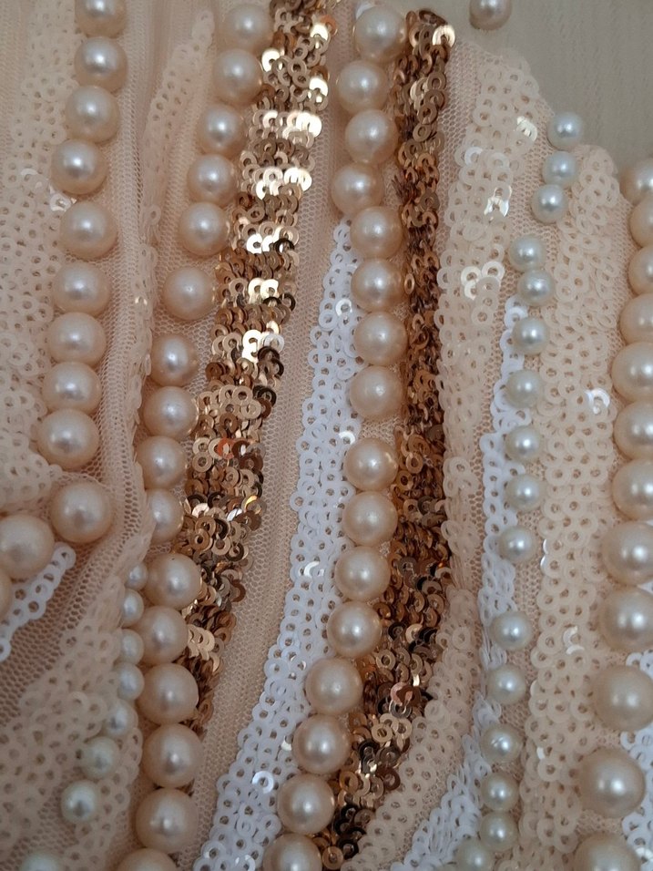 İşlemeli Straplez Uzun Abiye Elbise - Görsel 4