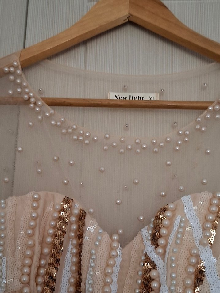 İşlemeli Straplez Uzun Abiye Elbise - Görsel 3