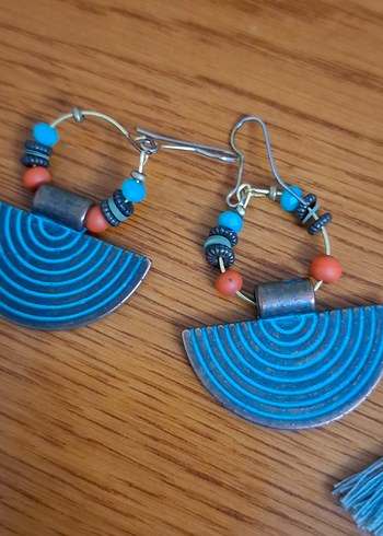 Renkli Boncuklu Bohem küpe yüzük  bileklik kolye ucu - Görsel 3