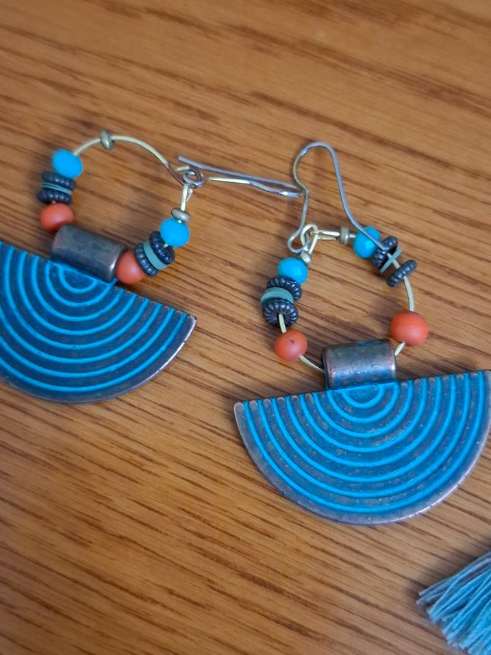 Renkli Boncuklu Bohem küpe yüzük  bileklik kolye ucu - Görsel 3