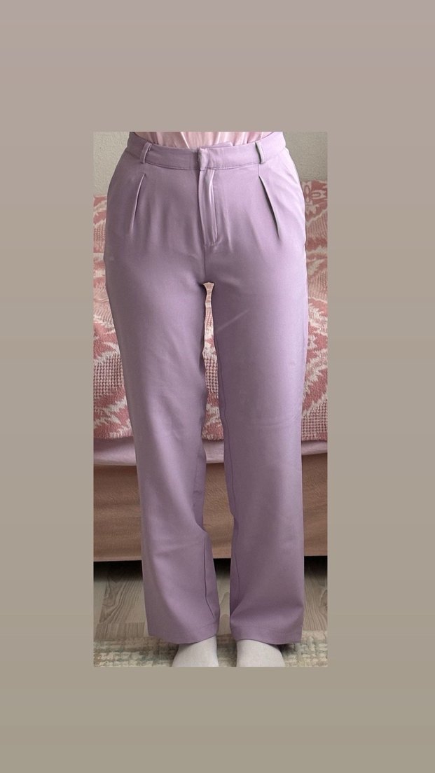 Mor Pilili Kadın Kumaş Pantolon - Görsel 2