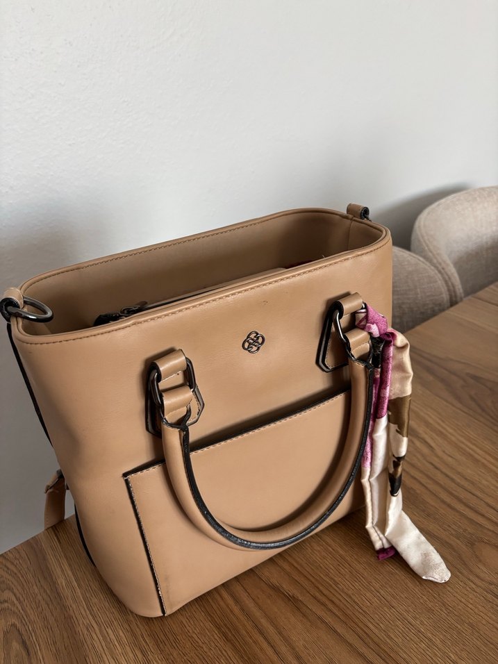 Bej Deri Modern Klasik Kadın Çanta - Görsel 2