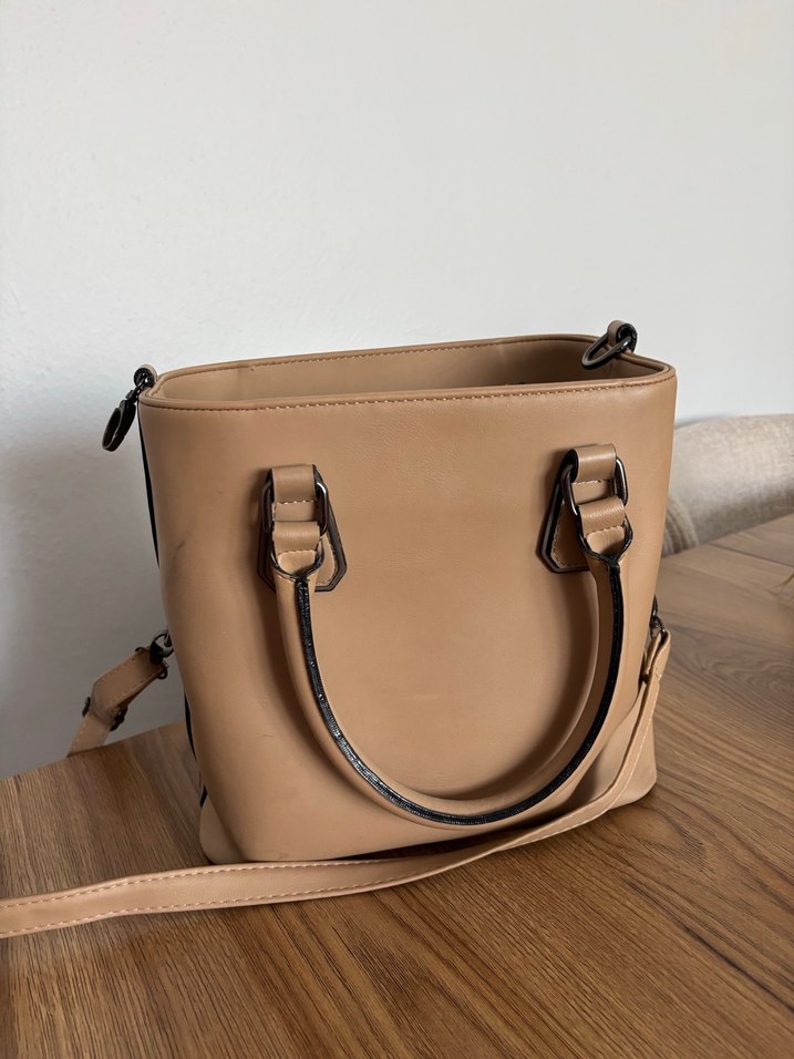 Bej Deri Modern Klasik Kadın Çanta - Görsel 4