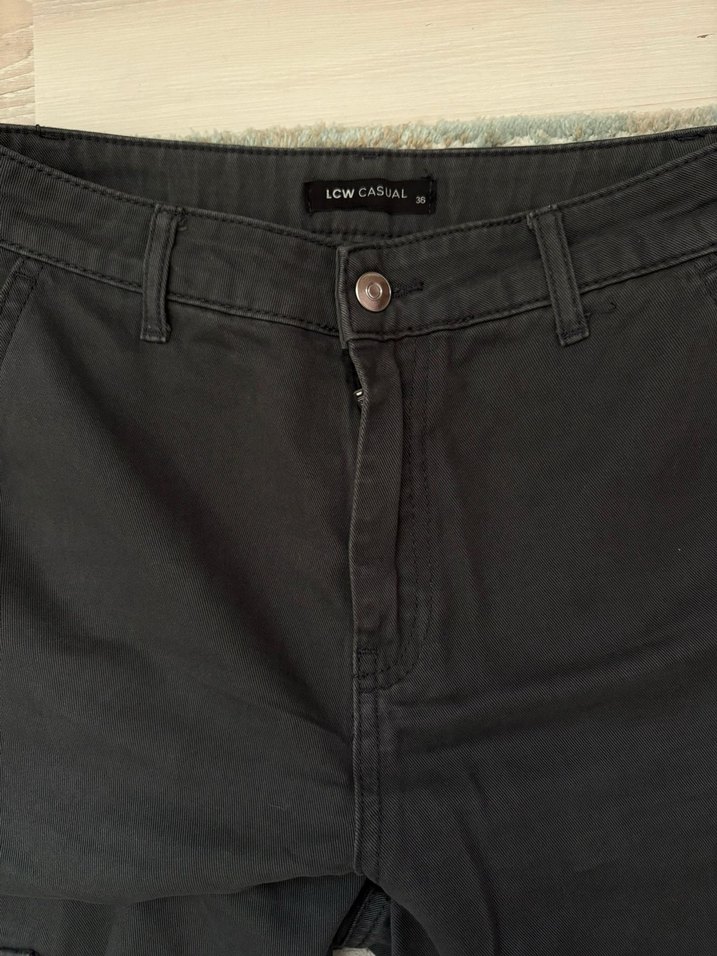 Gri Salaş Midi Kadın Kot Pantolon - Görsel 3