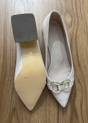 Bej Tokalı Kadın Topuklu Babet - Görsel 3