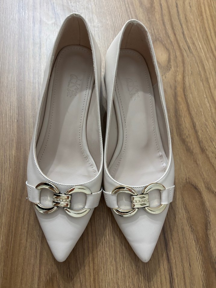 Bej Tokalı Kadın Topuklu Babet - Görsel 2