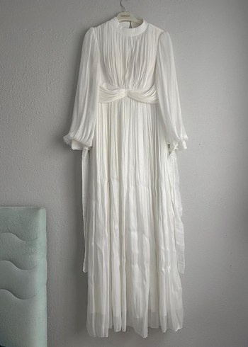 Modern Klasik Beyaz A-Line Gelinlik - Görsel 3