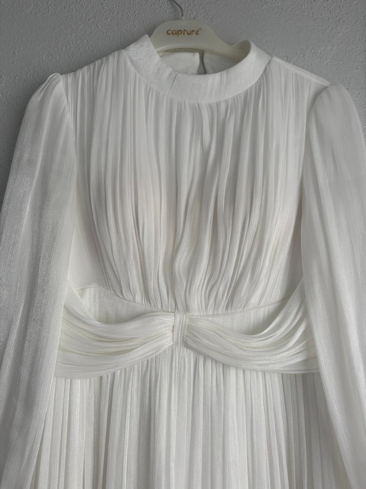 Modern Klasik Beyaz A-Line Gelinlik - Görsel 2