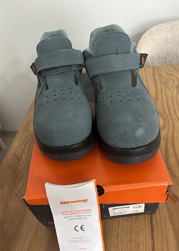 Gri Süet Erkek Sandalet Velcro Kayışlı - Görsel 2