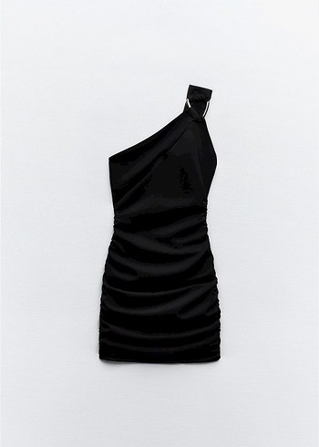 Zara Zara metal detay Drapeli Siyah Straplez Mini Elbise