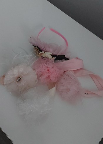 Beden pembe Renk Pembe Çiçekli Fırfırlı Çocuk Saç Aksesuarları