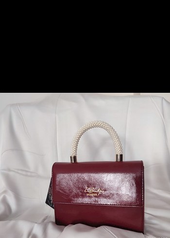 Diğer La boutique bordo Deri Kadın Çanta Boncuk Saplı